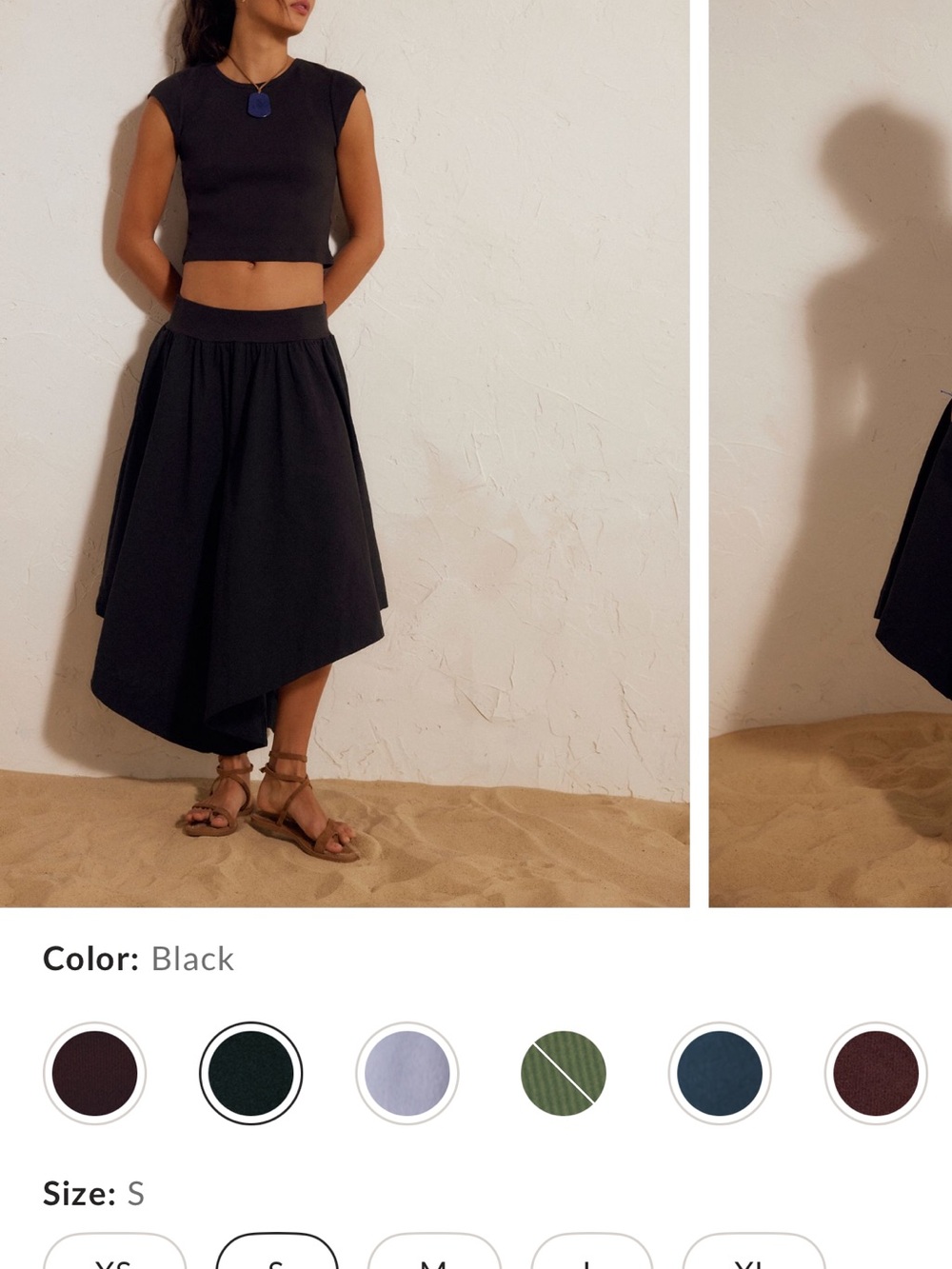 Free People Black Asymmetrical Midi Skirt